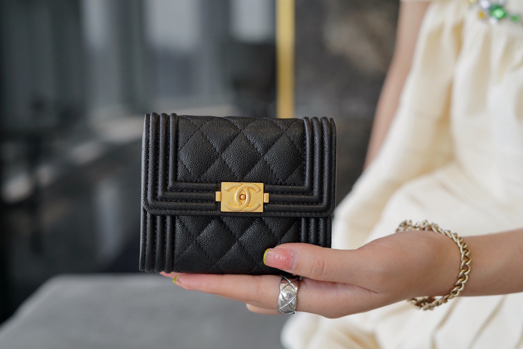 Chanel Leboy Wallet, Classic Black Gold, Calfskin  