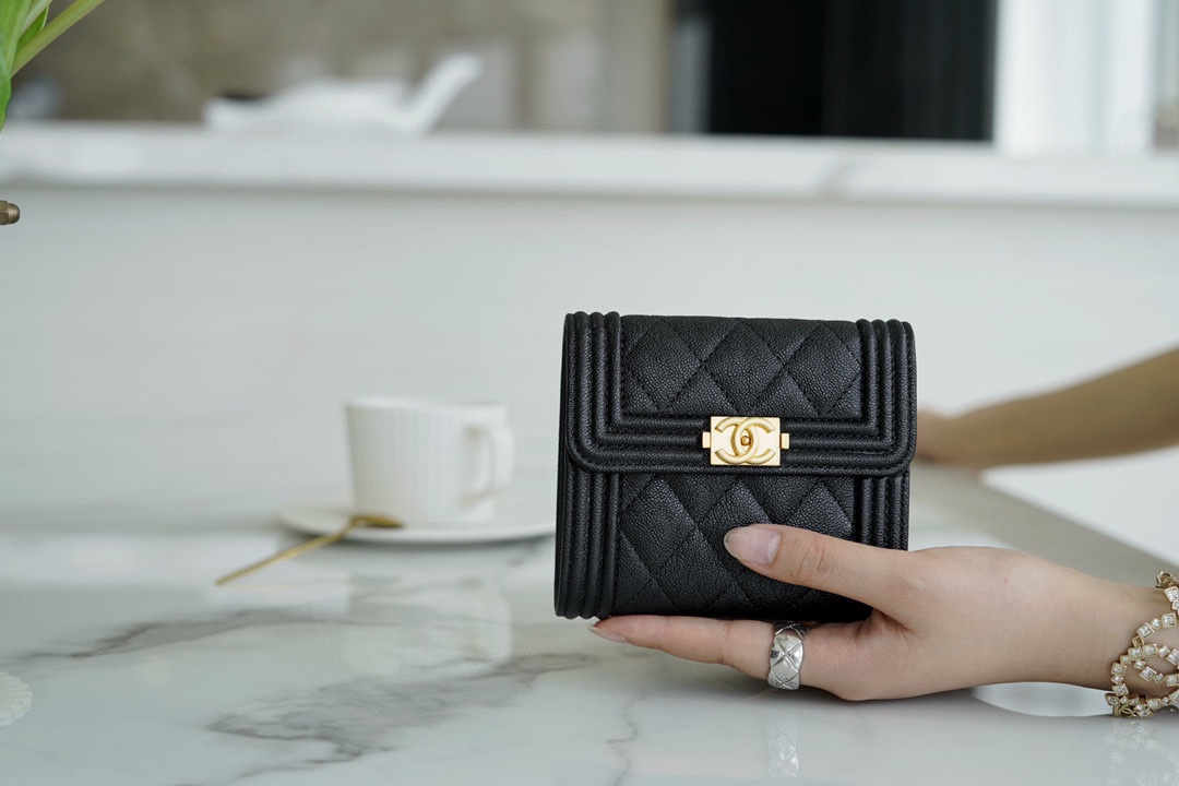 Chanel Leboy Wallet, Classic Black Gold, Calfskin  