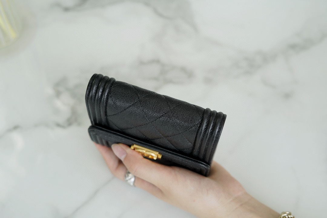 Chanel Leboy Wallet, Classic Black Gold, Calfskin  