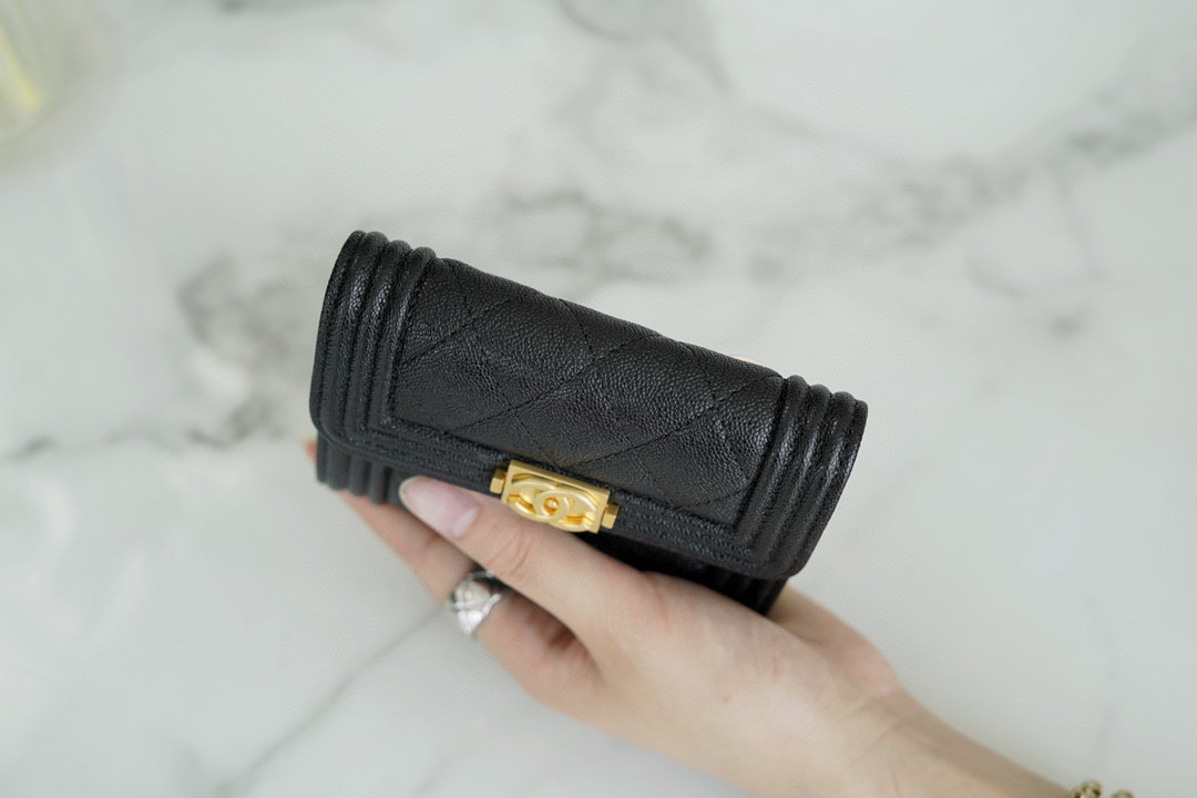 Chanel Leboy Wallet, Classic Black Gold, Calfskin  