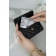 Chanel Leboy Card Holder, Classic Black Gold, Quilted Grain Calfskin  