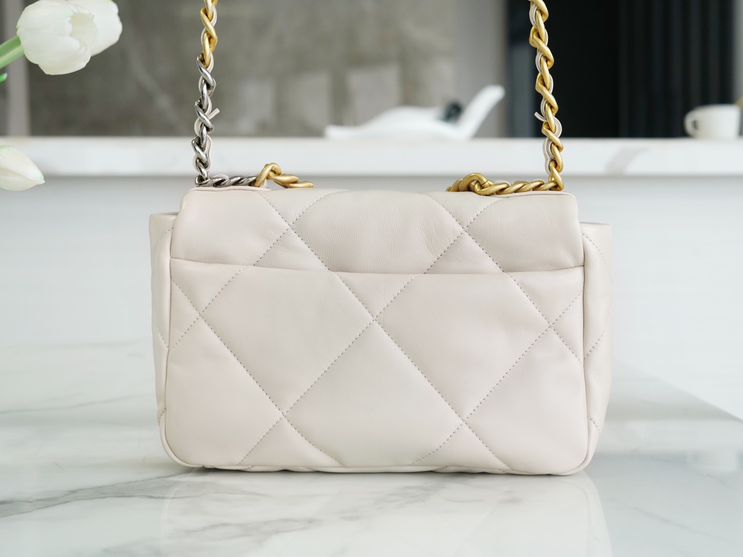 Chanel 19 Bag, Small, Beige, Lambskin  