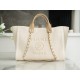 Chanel Pearl Logo Embroidered Beach Bag, Beige  