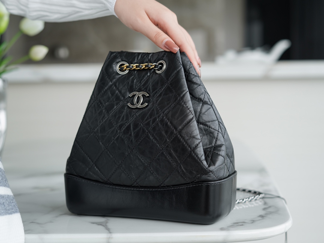 Chanel Gabrielle Backpack, Black, Small, Calfskin  