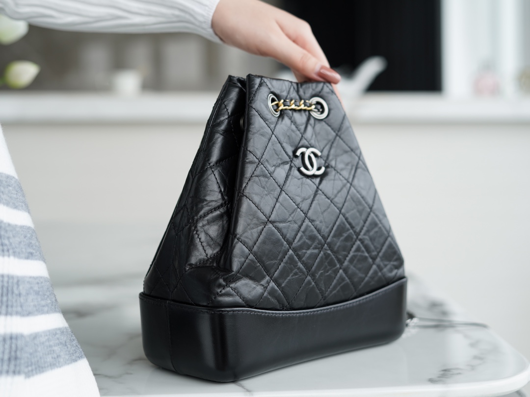 Chanel Gabrielle Backpack, Black, Small, Calfskin  