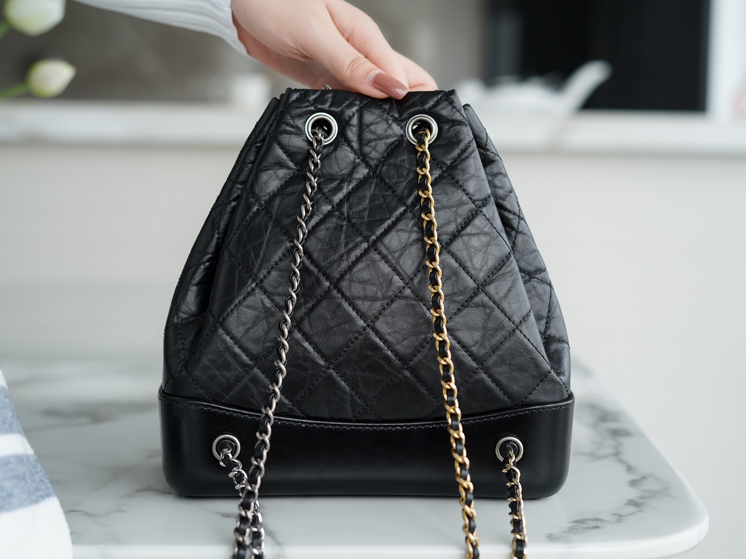 Chanel Gabrielle Backpack, Black, Small, Calfskin  