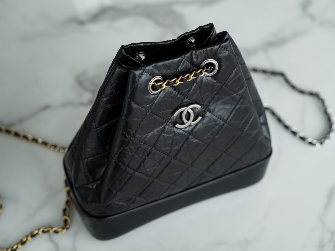 Chanel Gabrielle Backpack, Black, Small, Calfskin  