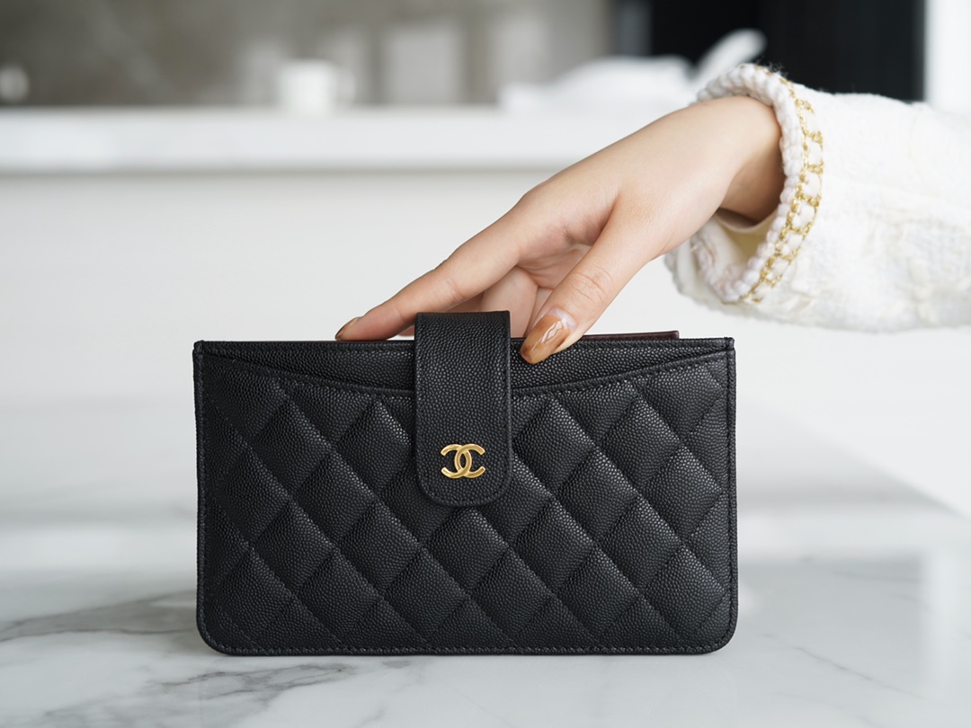 Chanel Classic Three-in-One Phone Bag, Black Gold, Calfskin  