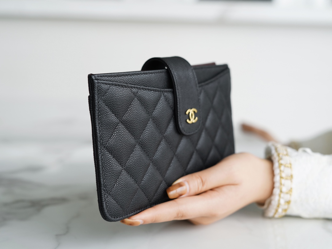 Chanel Classic Three-in-One Phone Bag, Black Gold, Calfskin  