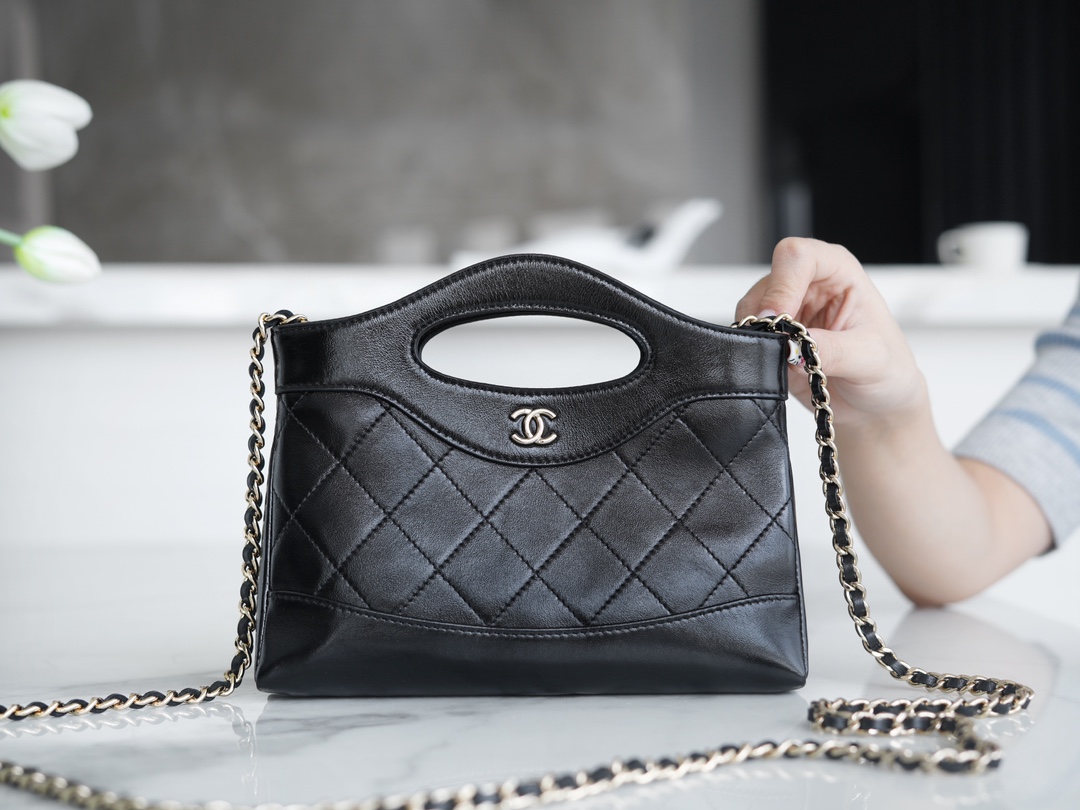 Chanel 24C Horizontal 31 Bag Mini, Black, Waxed Calfskin  