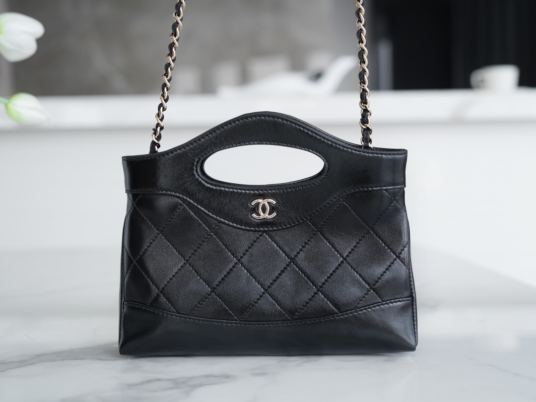 Chanel 24C Horizontal 31 Bag Mini, Black, Waxed Calfskin  