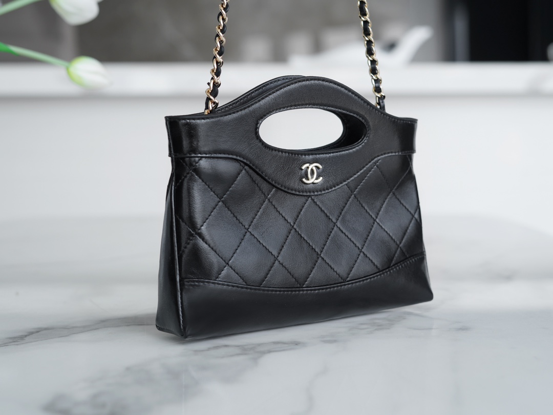 Chanel 24C Horizontal 31 Bag Mini, Black, Waxed Calfskin  