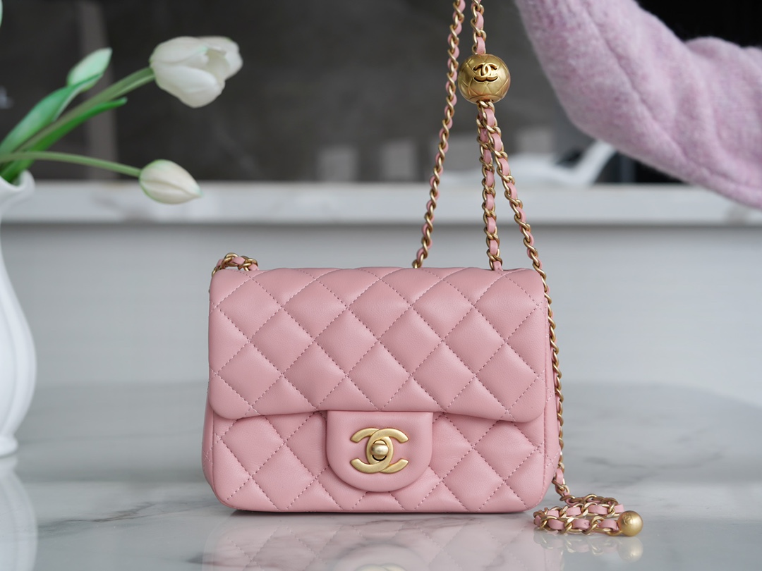 Chanel 23K Metal Ball Boy Bag, Pink  