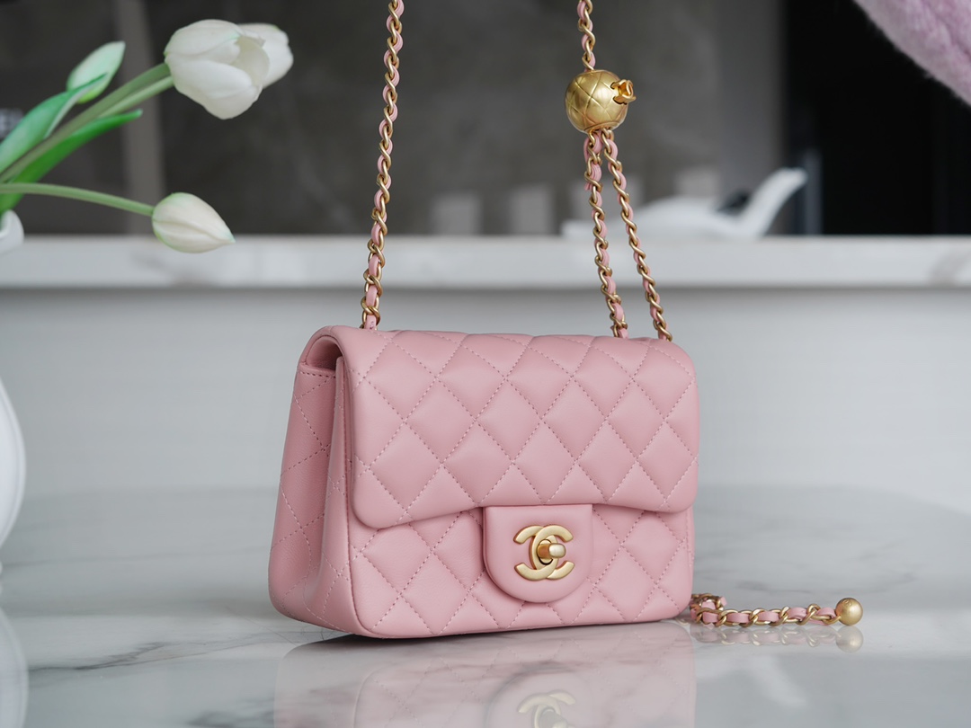 Chanel 23K Metal Ball Boy Bag, Pink  