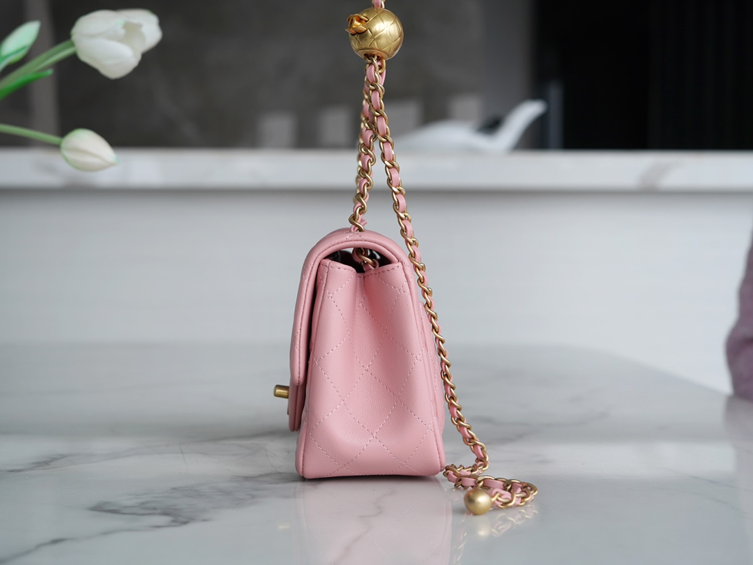 Chanel 23K Metal Ball Boy Bag, Pink  