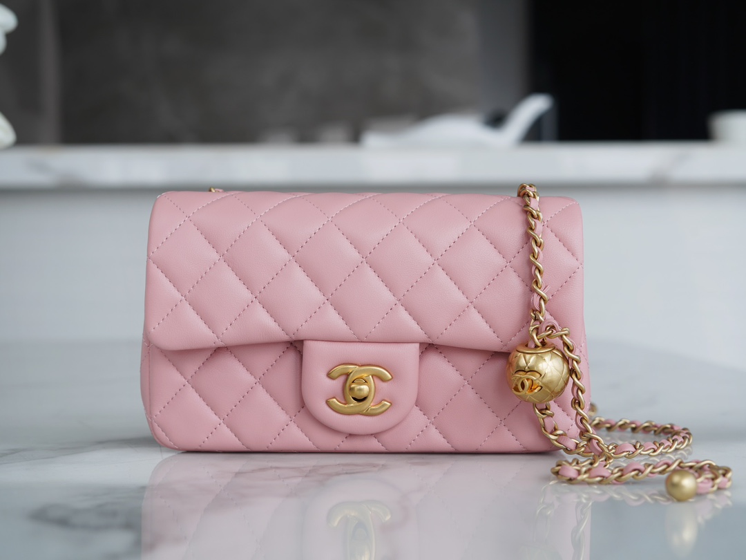 Chanel 23K Metal Ball Mini Boy Bag, Pink  