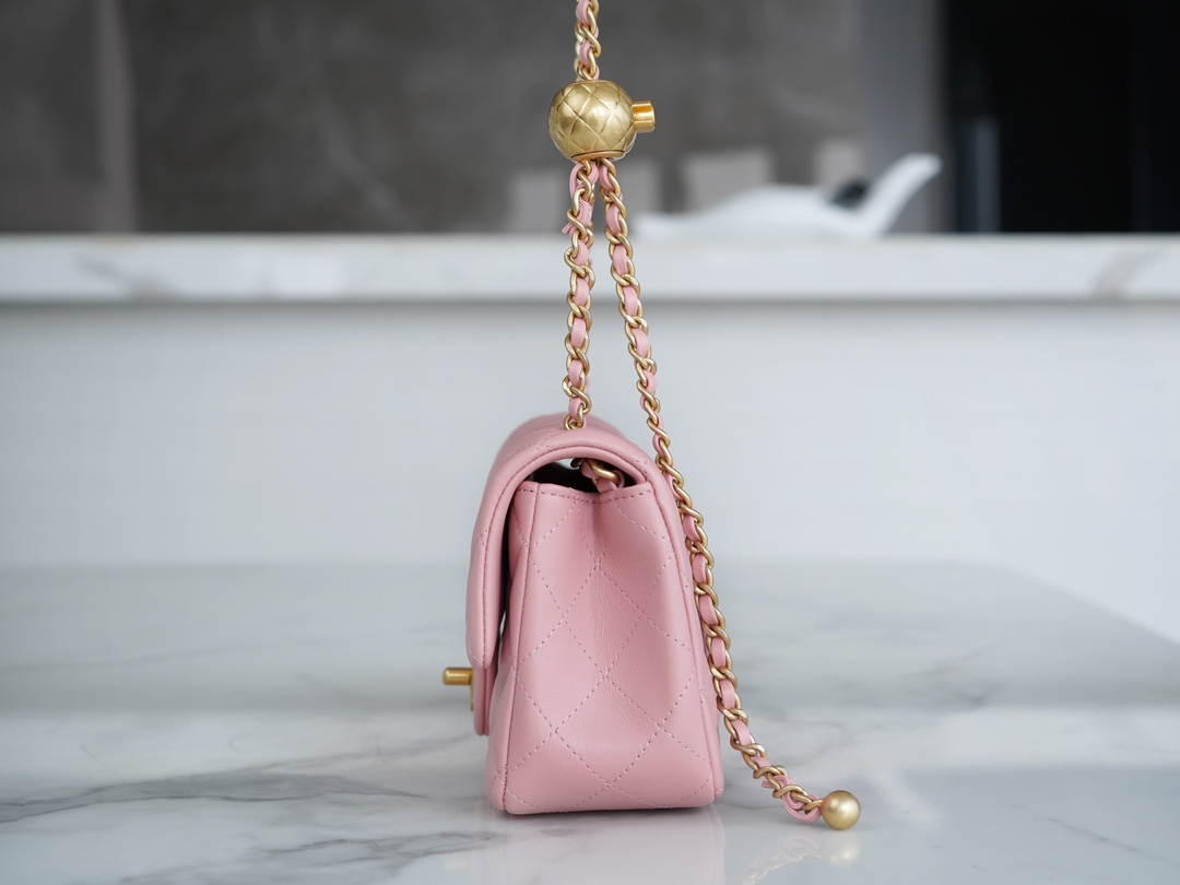 Chanel 23K Metal Ball Mini Boy Bag, Pink  