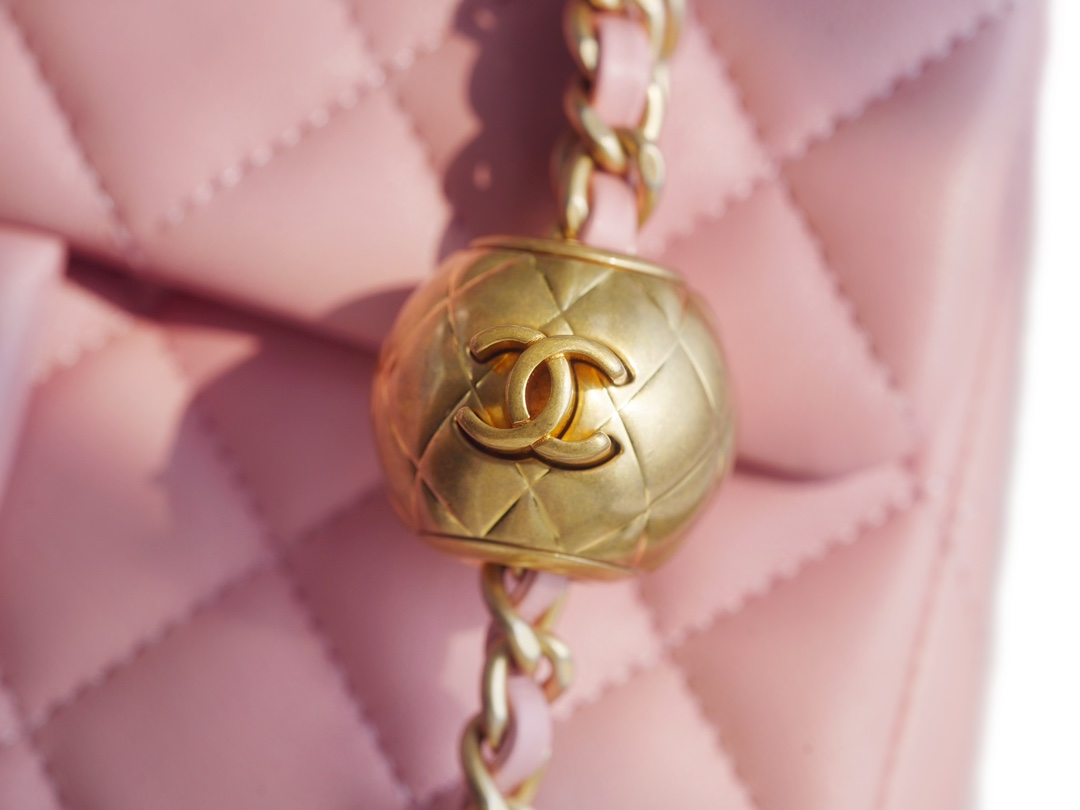 Chanel 23K Metal Ball Mini Boy Bag, Pink  