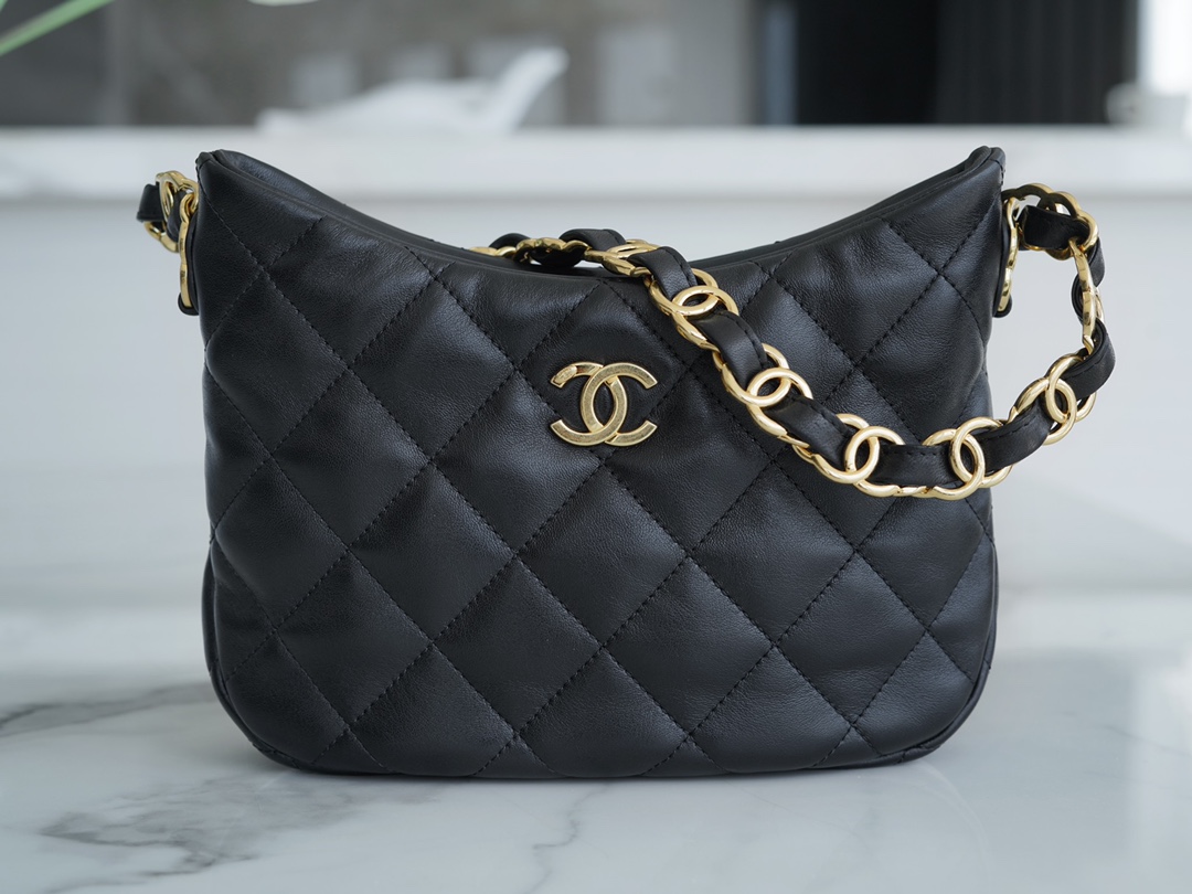 Chanel 22K Hobo Underarm Bag, Black