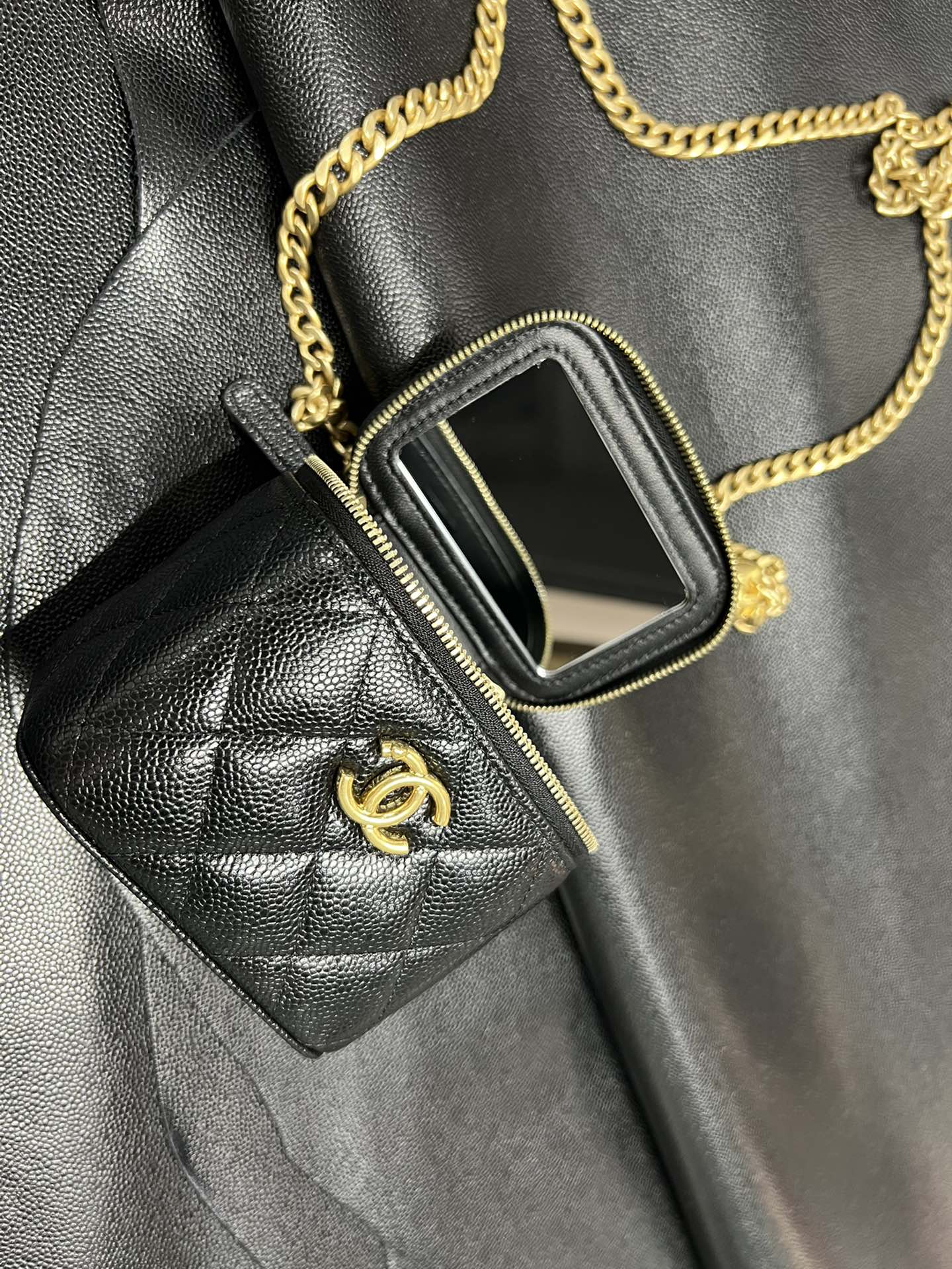 Chanel 23P Heart Chain Mini Box, Calfskin  