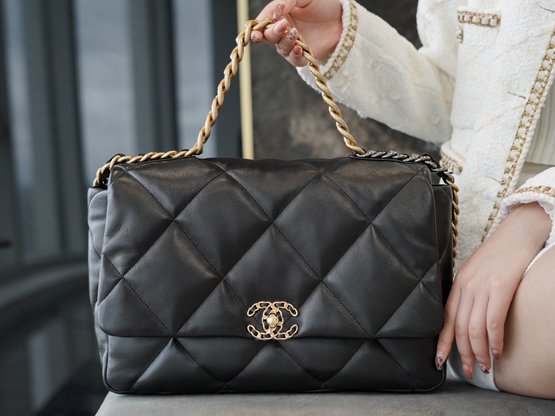 Chanel 19 Bag, Classic Black, Maxi, Lambskin  