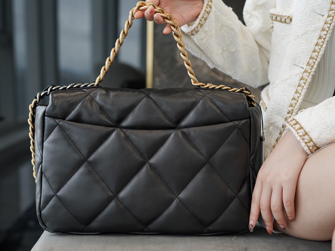 Chanel 19 Bag, Classic Black, Maxi, Lambskin  