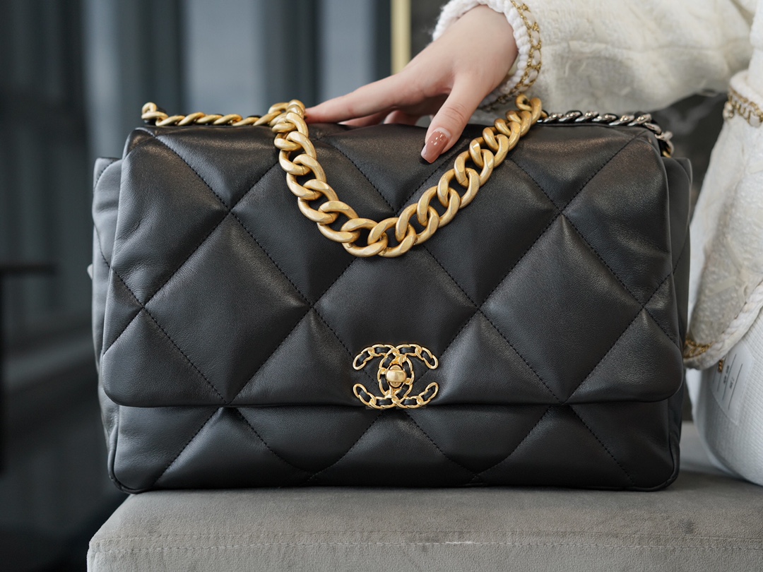 Chanel 19 Bag, Classic Black, Maxi, Lambskin  