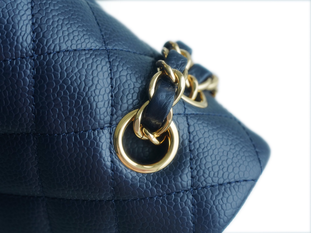 CF Classic Flap, Medium, Deep Blue, Lizard-Embossed Calfskin