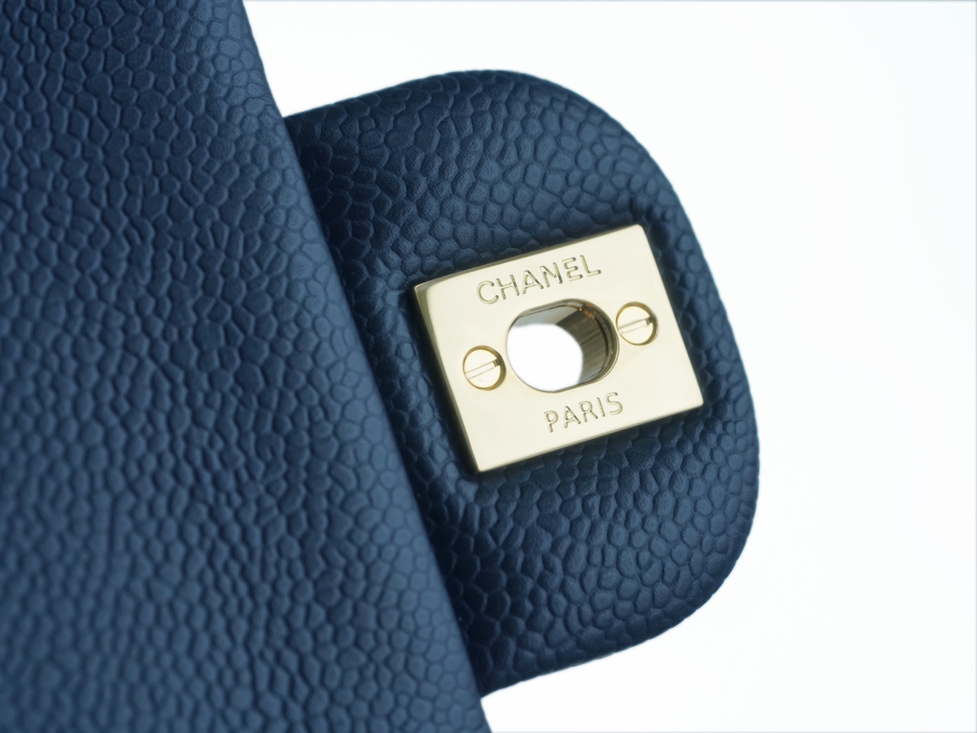 CF Classic Flap, Medium, Deep Blue, Lizard-Embossed Calfskin