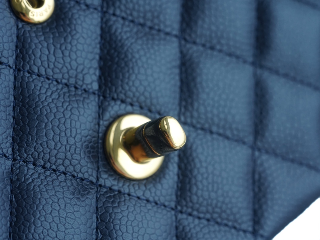 CF Classic Flap, Medium, Deep Blue, Lizard-Embossed Calfskin