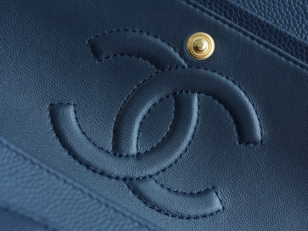 CF Classic Flap, Medium, Deep Blue, Lizard-Embossed Calfskin