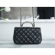 Chanel 23A Rhinestone Handle CF Mini, Black, Lambskin  