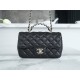 Chanel 23A Rhinestone Handle CF, Small, Black, Lambskin  