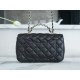 Chanel 23A Rhinestone Handle CF, Small, Black, Lambskin  