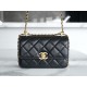 Chanel 24C Double Metal Ball CF Mini, 19cm, Black, Glossy Calfskin  