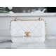 Chanel 24C Double Metal Ball CF Mini, 19cm, White, Glossy Calfskin  