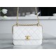 Chanel 24C Double Metal Ball CF Mini, 19cm, White, Glossy Calfskin  