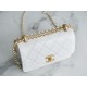 Chanel 24C Double Metal Ball CF Mini, 19cm, White, Glossy Calfskin  