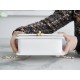 Chanel 24C Double Metal Ball CF Mini, 19cm, White, Glossy Calfskin  