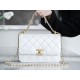 Chanel 24C Double Metal Ball, 22cm, White, Glossy Calfskin  