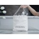 Chanel 23S 22 Mini Bag, Silver, Calfskin