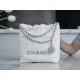 Chanel 23S 22 Mini Bag, Silver, Calfskin