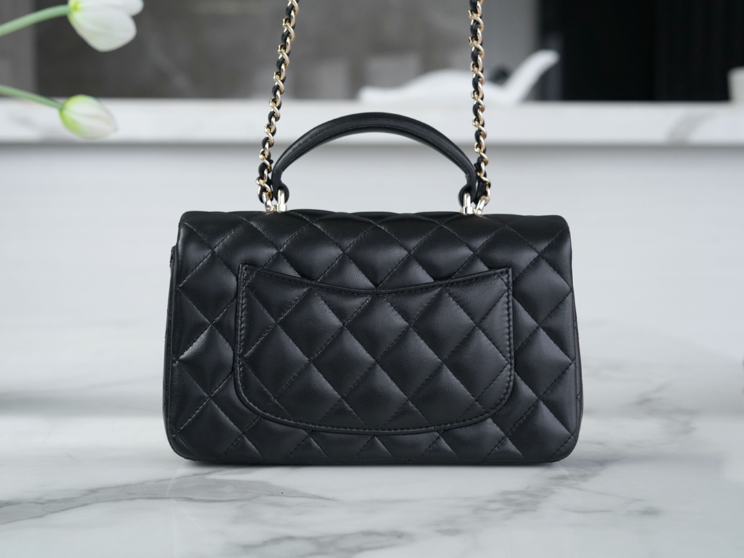 Chanel 23P Handle CF Mini, Black, Lambskin  