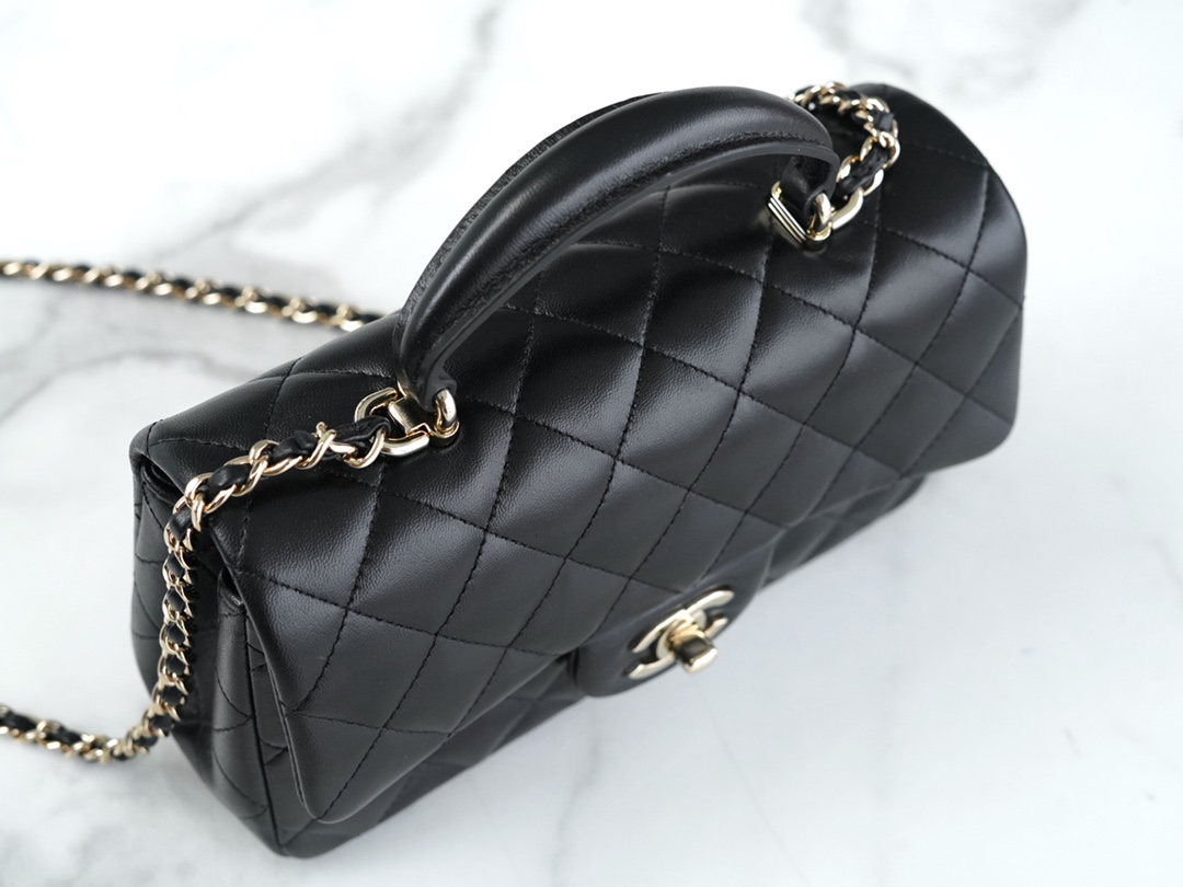 Chanel 23P Handle CF Mini, Black, Lambskin  