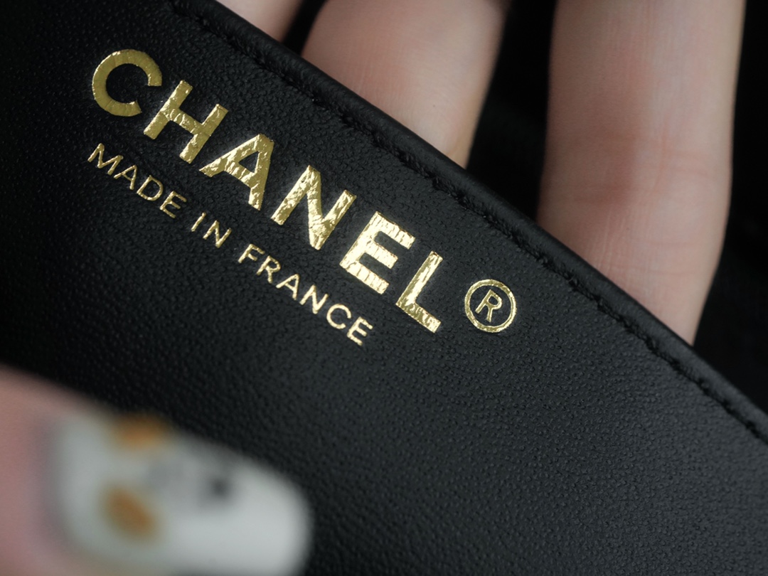 Chanel 23P Handle CF Mini, Black, Lambskin  