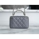 Chanel 23K Fall/Winter New "Mini Double C" Handle Long Box, Gray, Lambskin  