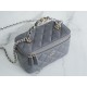 Chanel 23K Fall/Winter New "Mini Double C" Handle Long Box, Gray, Lambskin  