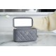 Chanel 23K Fall/Winter New "Mini Double C" Handle Long Box, Gray, Lambskin  