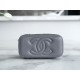 Chanel 23K Fall/Winter New "Mini Double C" Handle Long Box, Gray, Lambskin  