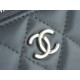 Chanel 23K Fall/Winter New "Mini Double C" Handle Long Box, Gray, Lambskin  